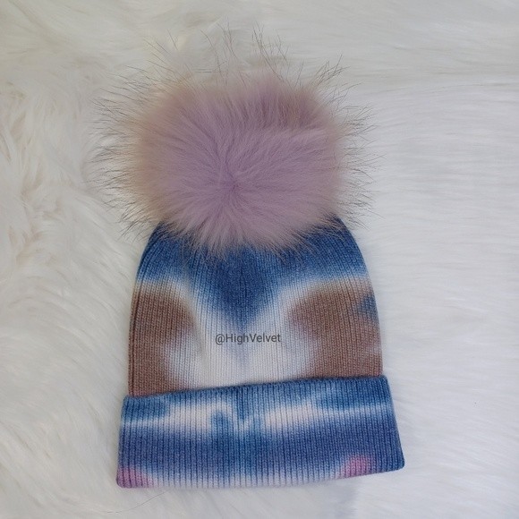 Furlux Pink Tie-Dye & Fox Fur Pom-Pom Beanie main image 9
